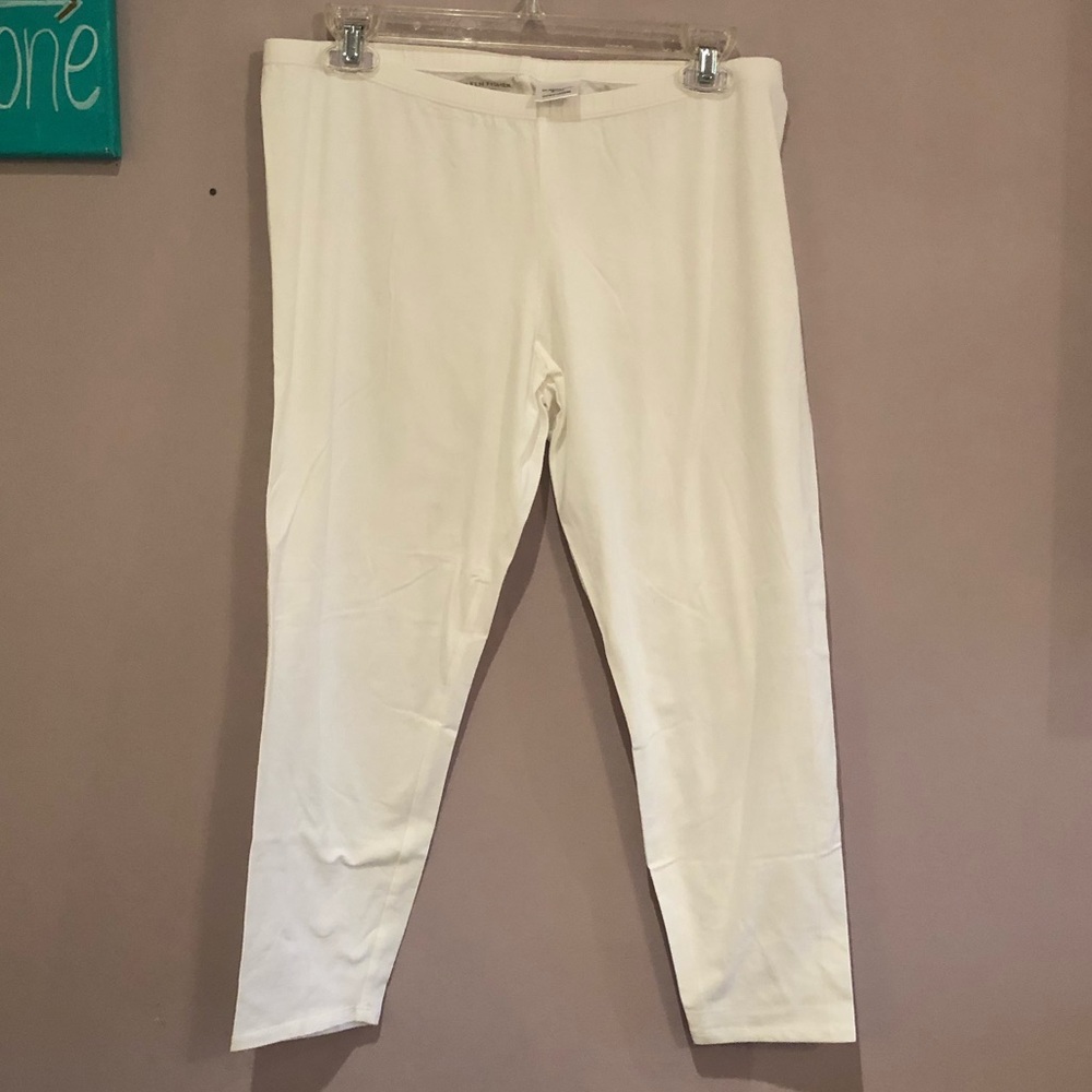 White Fitted Cotton Pants